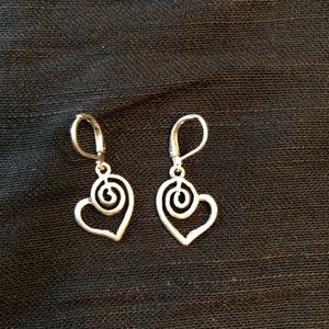 Silver Rustic Heart Earrings